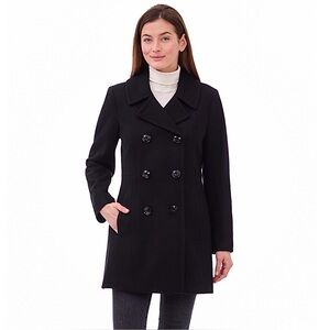 London Fog Women’s Black Double-Breasted Wool Blend Peacoat Size S